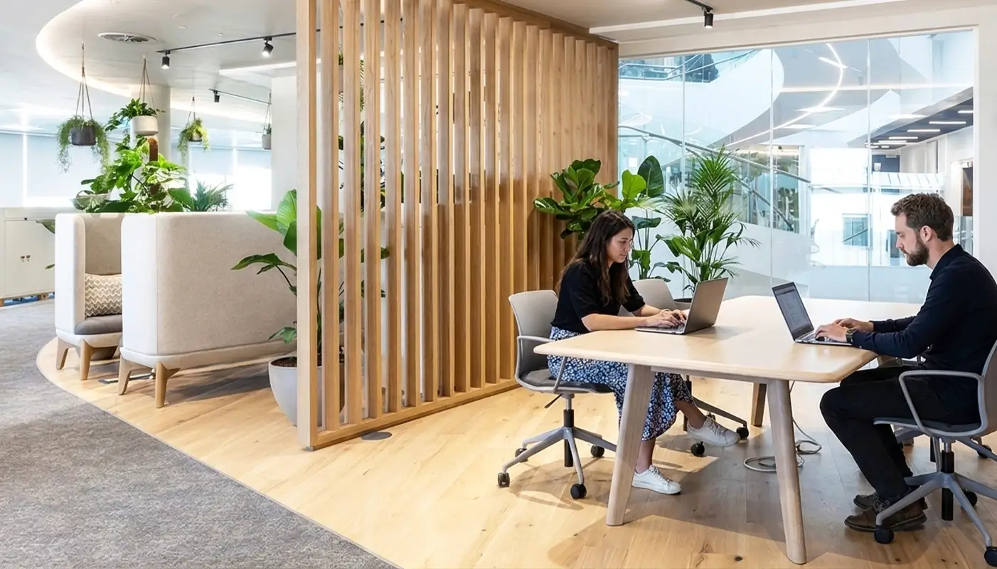 A team working together around a shared table